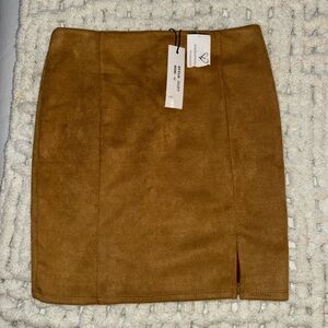 Windsor Camel Brown Suede Skirt